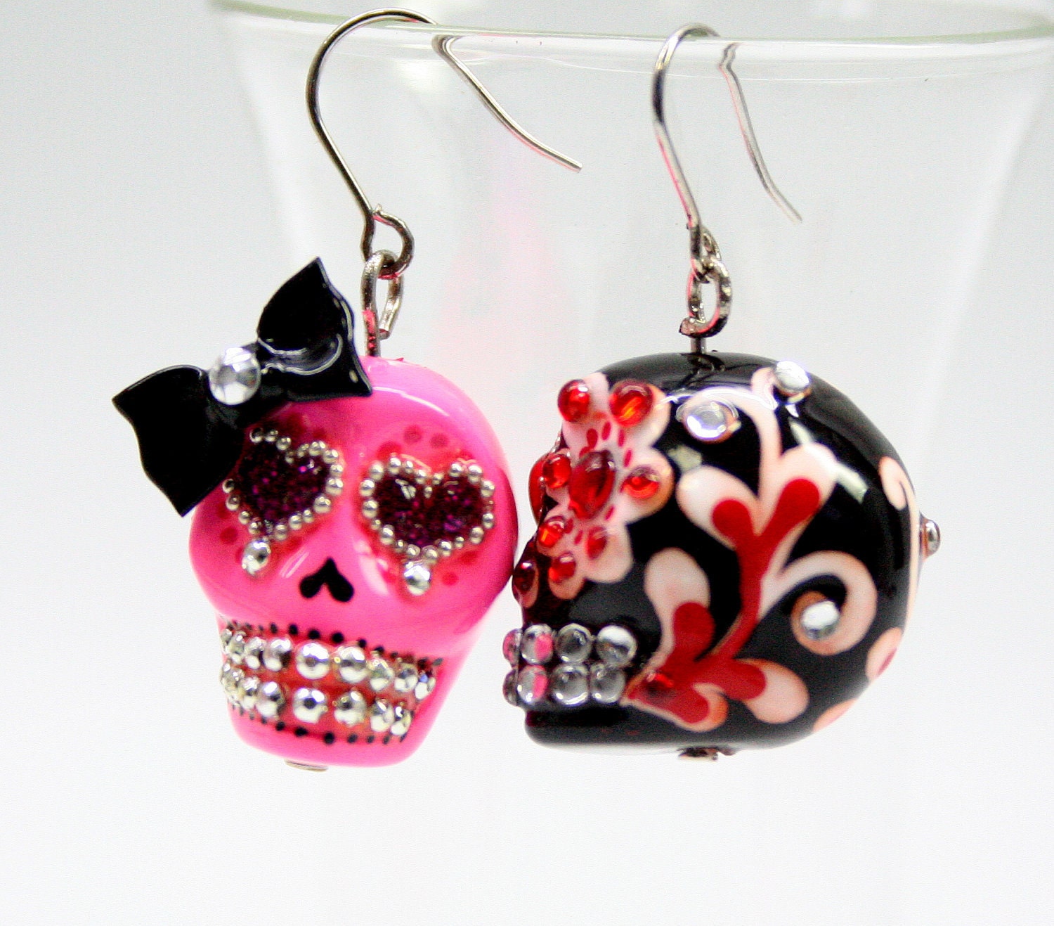Skull in a-day is the day of the dead earrings stone ES0018