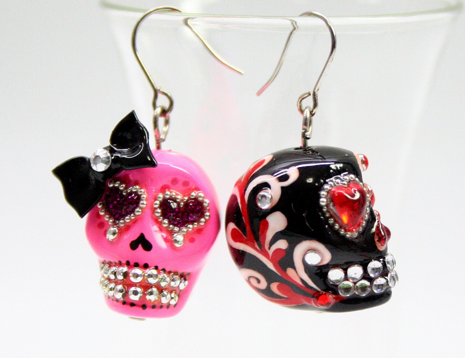 Skull in a-day is the day of the dead earrings stone ES0018