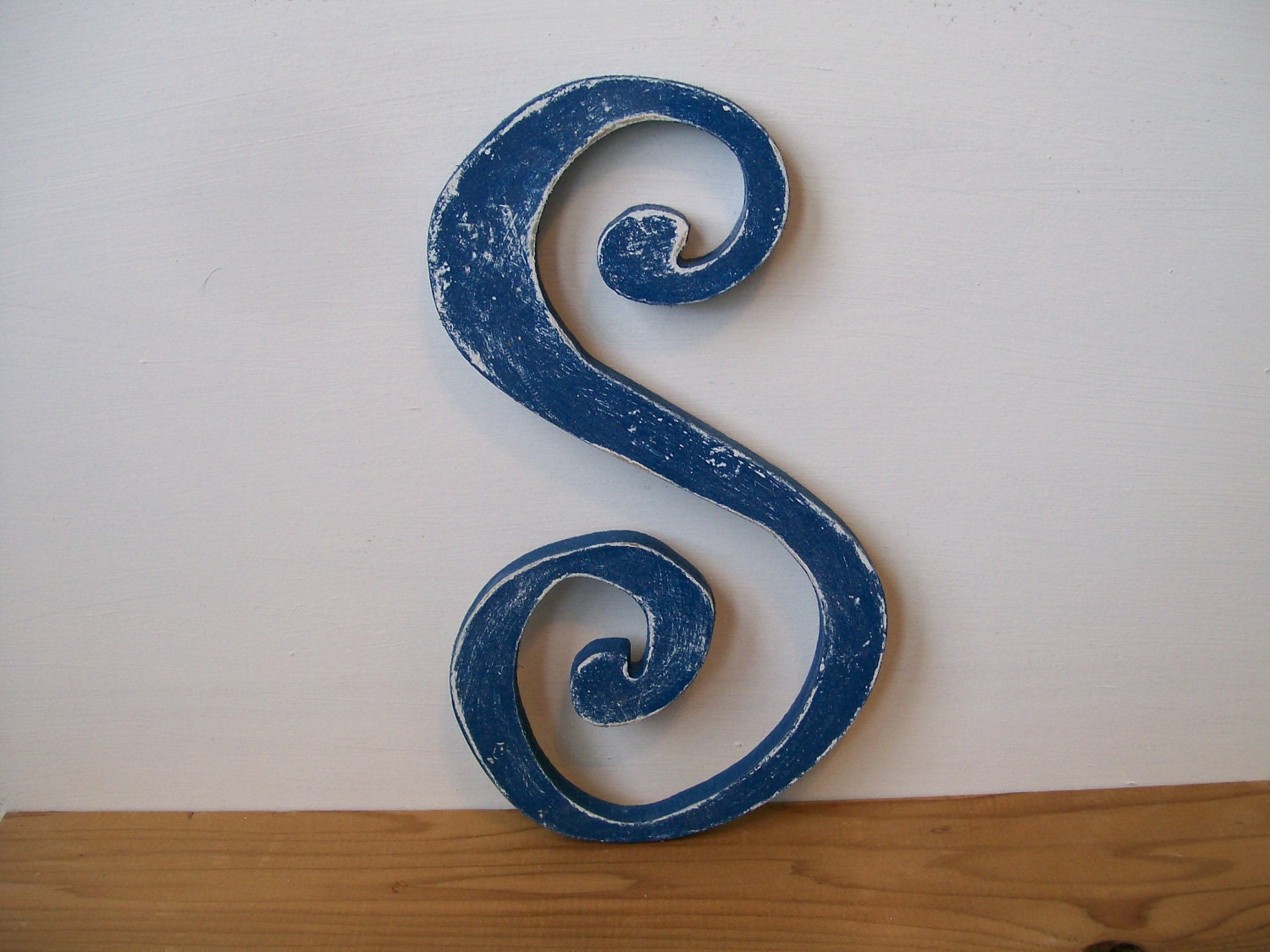 Distressed Wooden Letter S Wall Hanging 20" ANY Letter 11 Colors Choice of Font