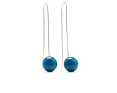 Long earrings, handmade silver, modern jewelry, deep teal