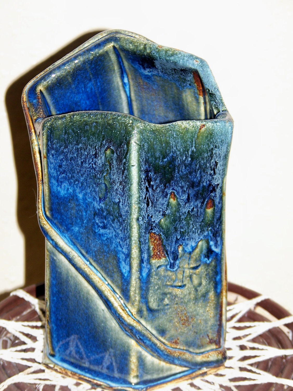 Handbuilt Pottery Vase. Unique Shape. Rustic. by susanpaints