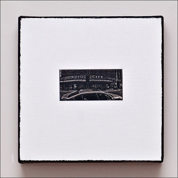 Radio City Music Hall 2 B&W Panoramic Photo on Canvas, mini
