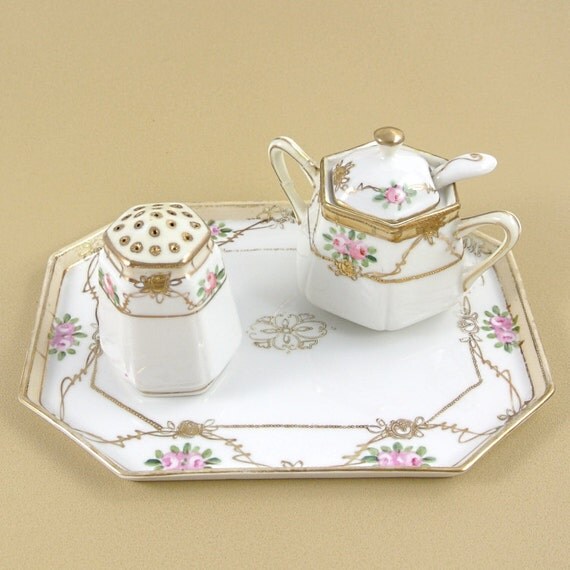 Items similar to Vintage Noritake Porcelain Condiment Set Morimura