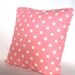 Pink Pillow Covers - TWO 16x16 inch Polka Dots Throw Cushion Covers - Pink with White Dot
