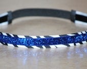 Super Cute Custom Headband  -Sparkle Sparkly -Glitter With Zebra Background      You Pick The COLOR      Yoga Cheer Dance