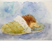 Children Wall Decor Hedgehog Sleep Nursery Art Print - ucuspucus