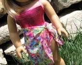 Swimsuit and Sarong for American Girl Doll Clothes / 18" Doll clothing - Bright Shiny Pink