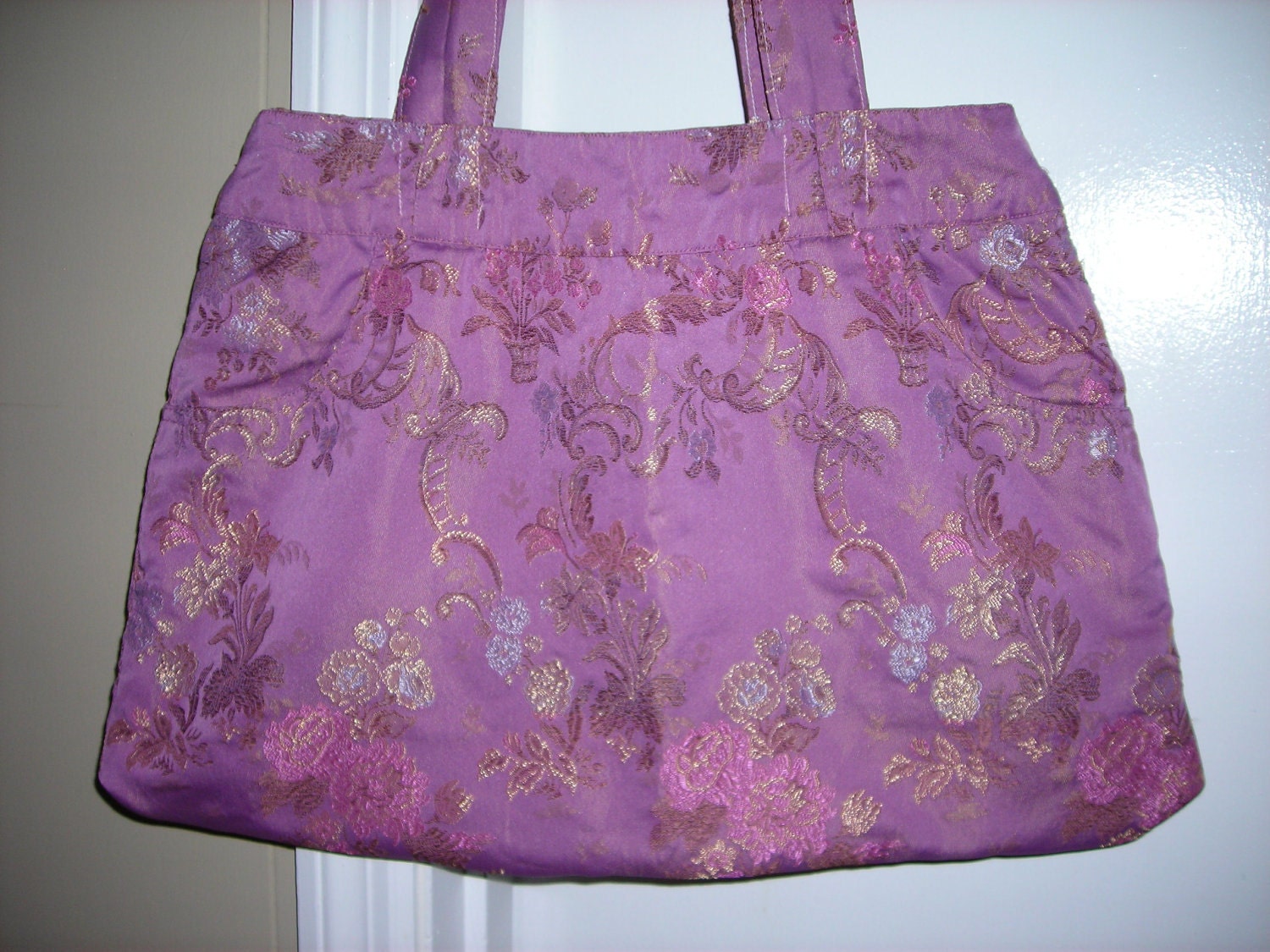 Upcycled Large Purple Floral Ladies' Purse
