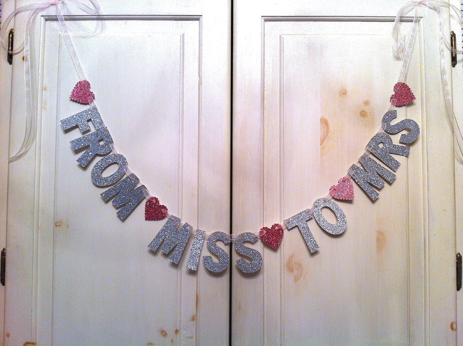 From Miss to Mrs. Glitter Banner -- Bridal Shower or Bachelorette Party Decoration / Photo Prop