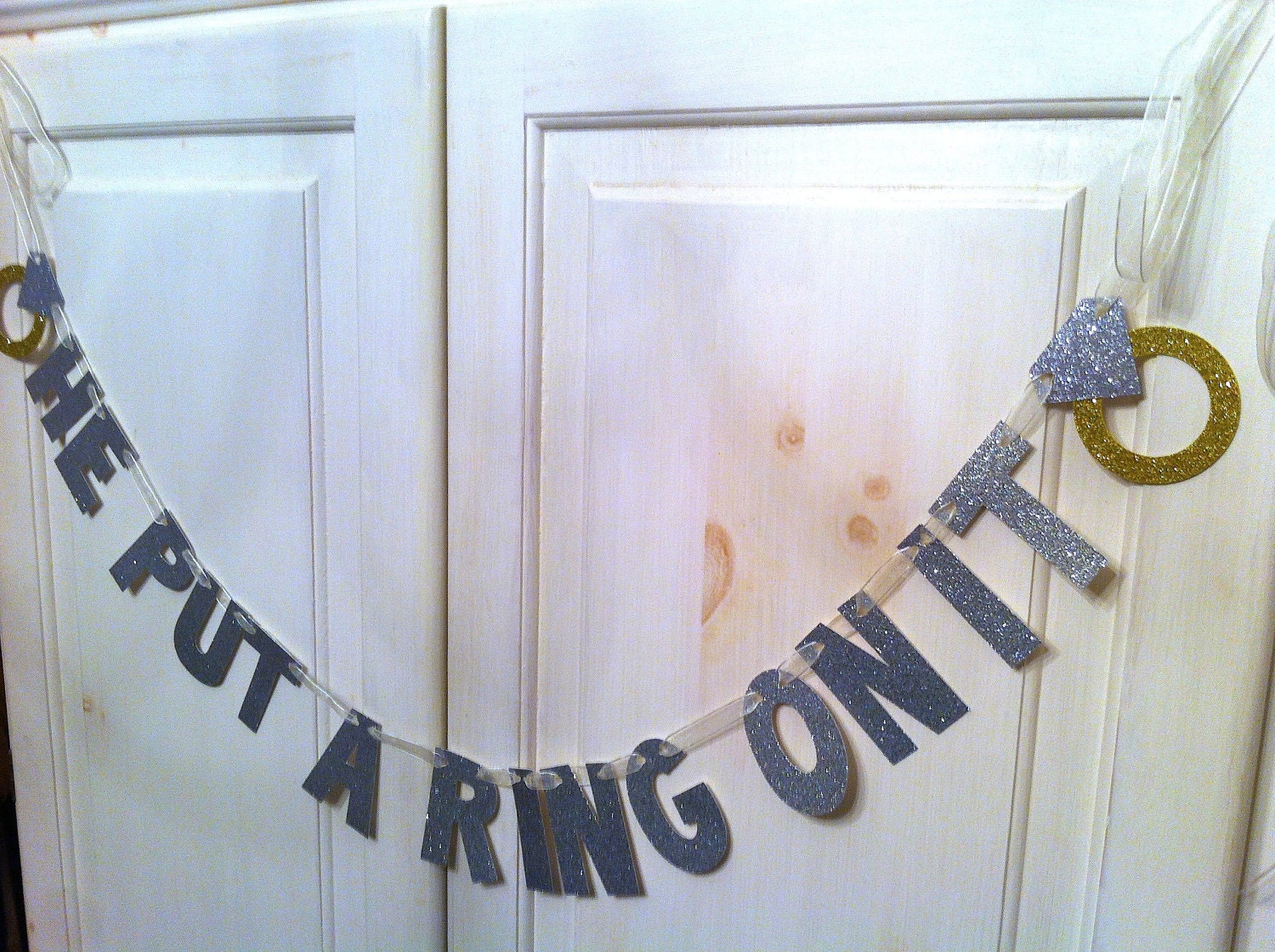 He Put A Ring On It Glitter Banner -- Bridal Shower or Bachelorette Party Decoration / Photo Prop