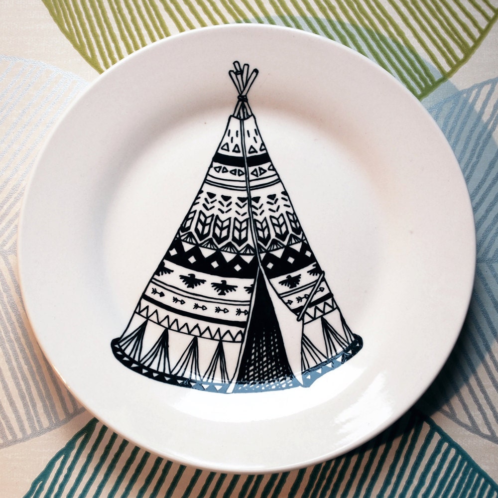 Build me a Teepee - Hand Drawn Plate