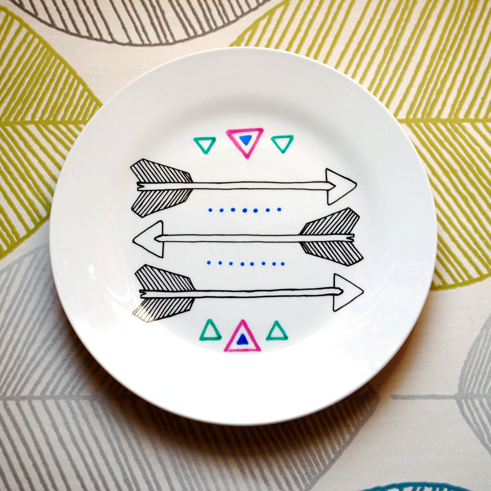 Arrows and Triangles Plate - Hand Drawn