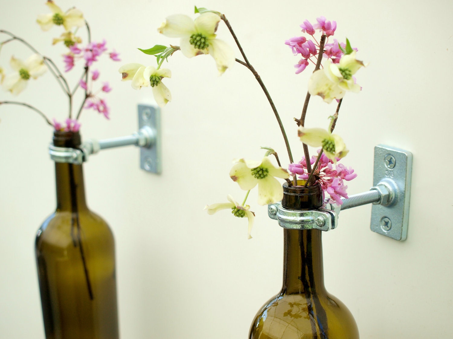 2 - Hardware Only - Wine Bottle Wall Flower Vases