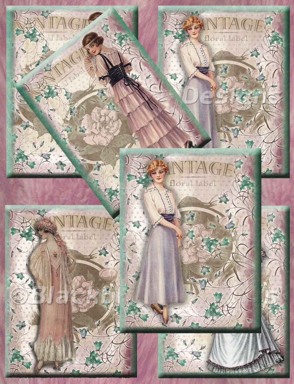 Collage Sheets, Tissue Paper, Scrapbook Paper, Cardstock, Decoupage Paper, Paper Supplies, Paper Collage, French Perfume, DE253