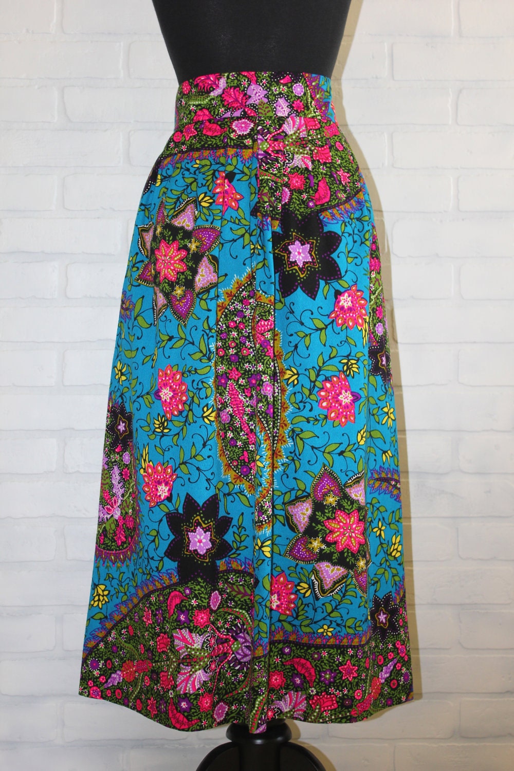 vintage 60's handmade bright floral skirt
