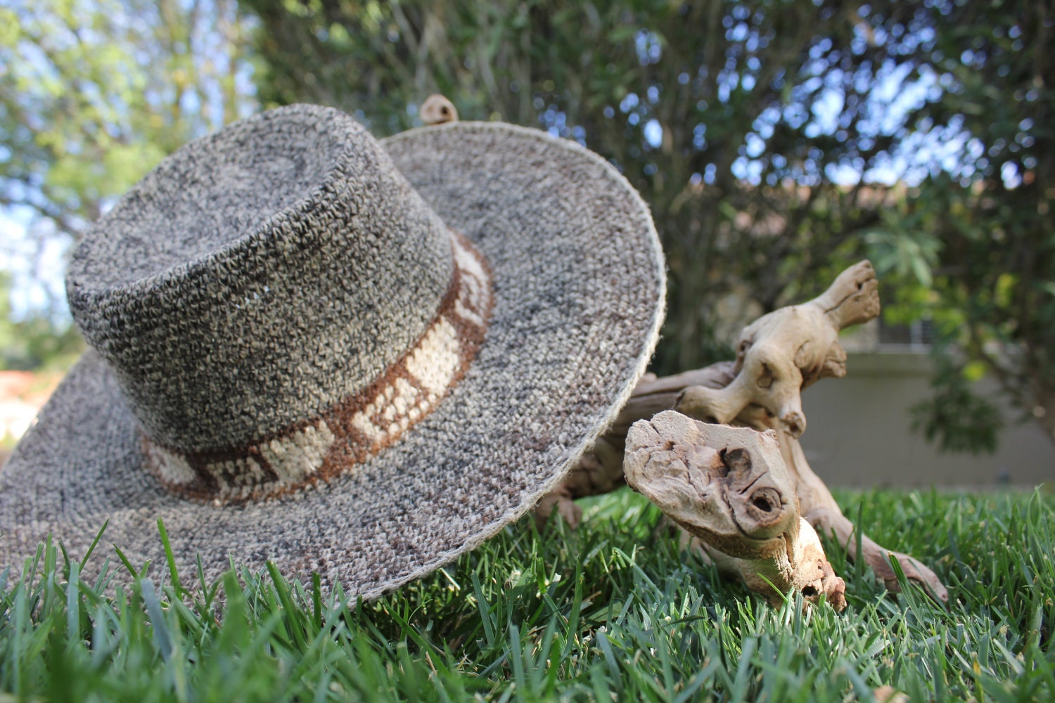 vintage 60's bolivian hand woven wide brimmed hat size x-small