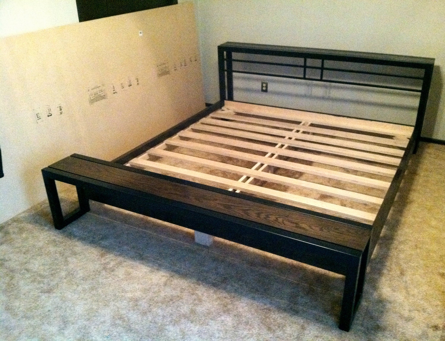 Items similar to King Size oak and steel tube bed frame on Etsy