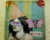 SALE - ooak Mixed Media "ART T'ART" - Collage and Ink - Paper Bag Hang-Up