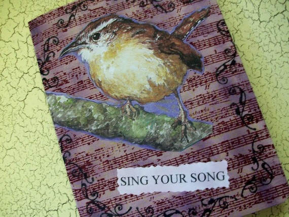 OOAK Art Collage and Ink Card "Sing Your Song"