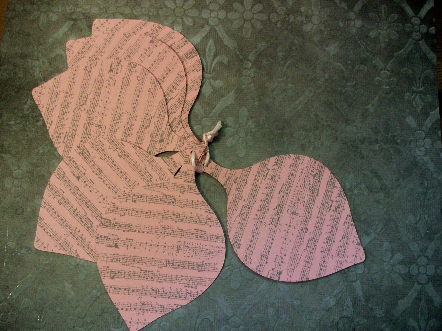 Handmade Stamped And Inked Music Tags Set of 6