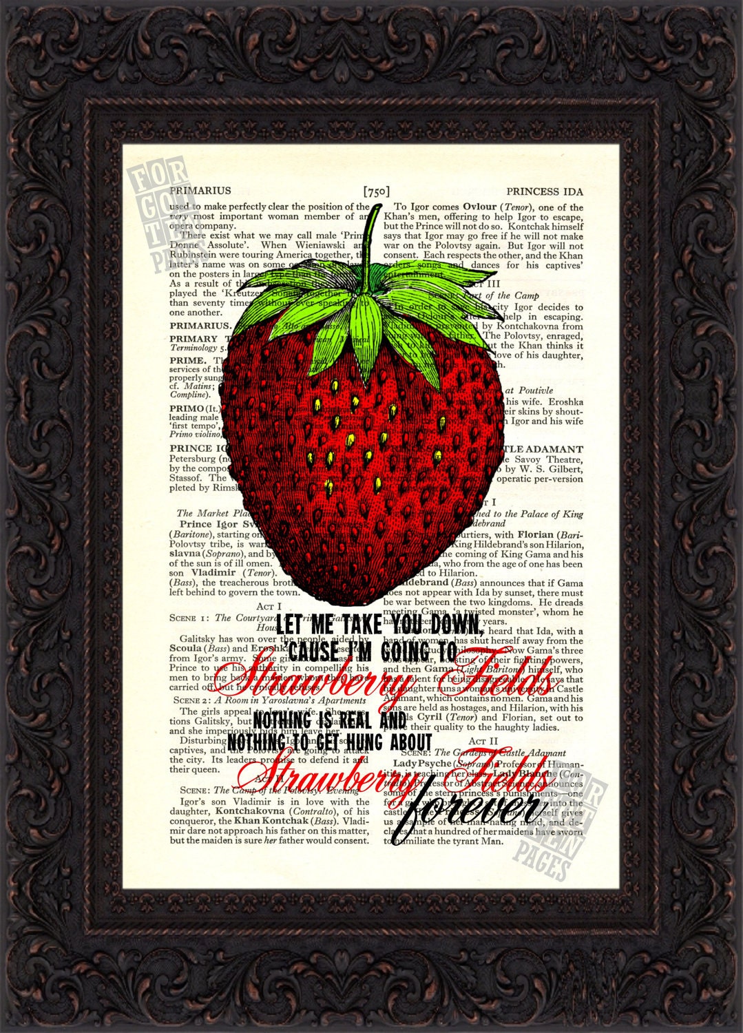 The Beatles Strawberry Fields Forever on upcycled Vintage Page mixed ...