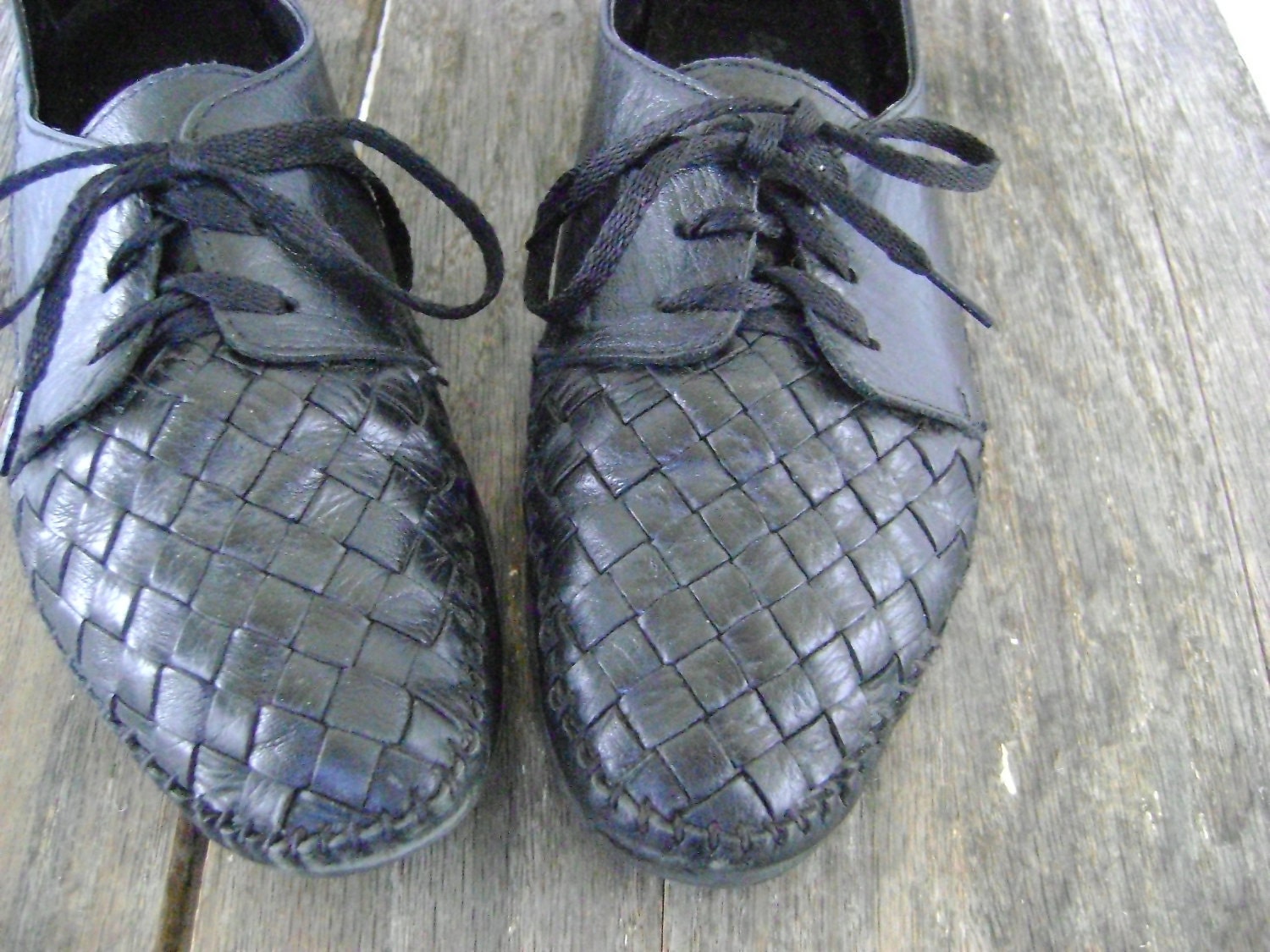 Vintage Woven Black Oxford Shoes/Size 8 1/2