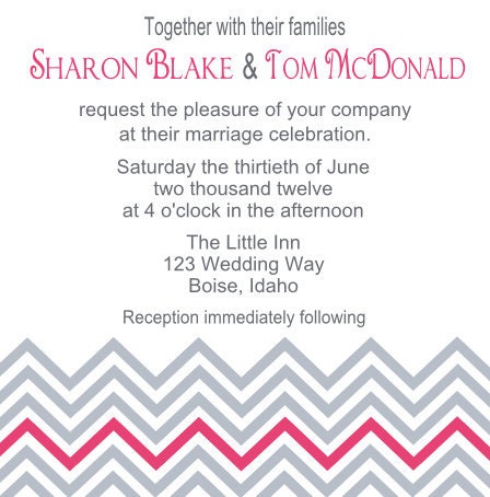 Chevron Wedding or Shower Invitation - DIY Printable