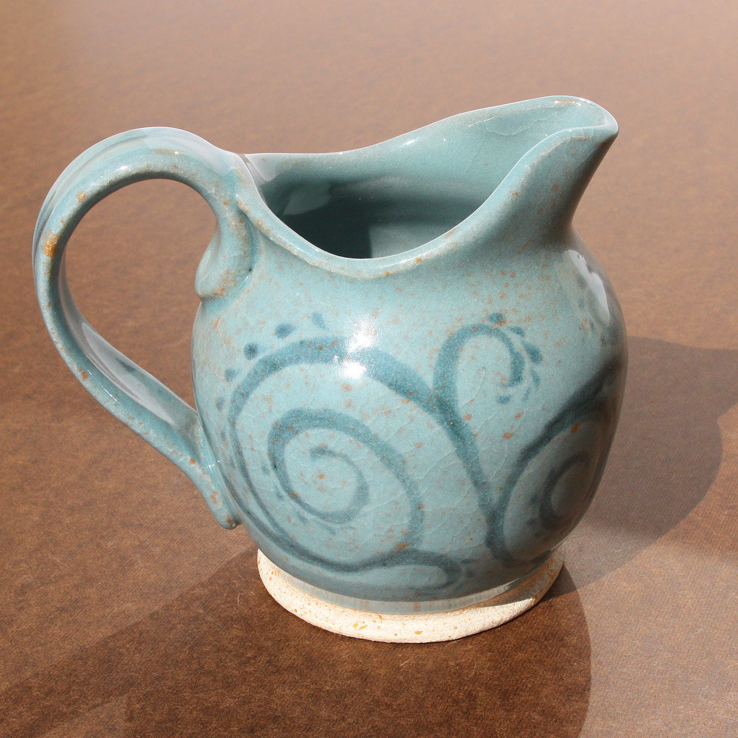 Scrolly Creamer (approx. 6" tall) - SincerePottery