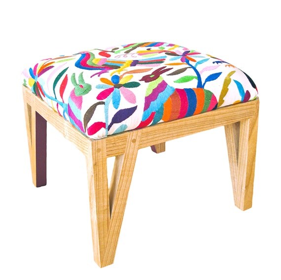 Mexican Otomi Upholstered Ottoman