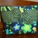 Cosmetic bag make up bag navy blue, turquoise, green with tie front vinyl lined