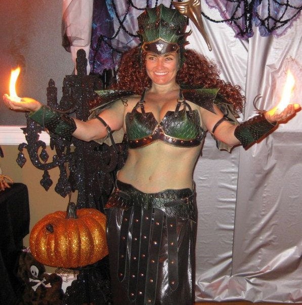 Ladies Dragon Scale Leather Armor Partial Set