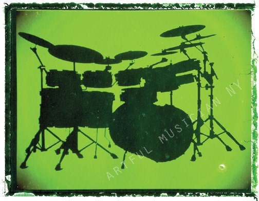 drum set green art print photograph 8 x 10  polaroid gift for boyfriend gift for musician music gift guitar gift guitar guitar gift hipster