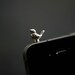 Silver phone charm - Litte bird headphone jack plug