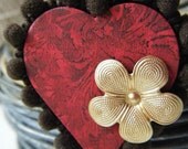 Heart Mixed Media Assemblage Hanging Ornament Gift Tag