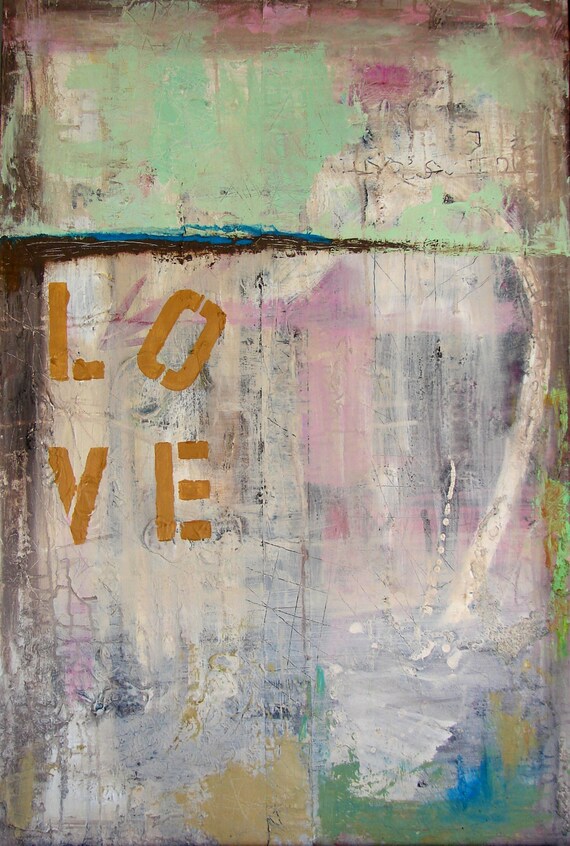 Original Painting Large Abstract Mixed Media Acrylic Art by Cheryl Wasilow Size 24 x 36