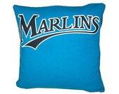 T-shirt Pillow - Florida Marlins baseball team recycled t-shirt pillow throw cotton tshirt throw