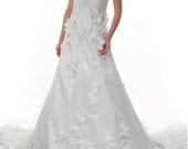Adele/wedding gown/women clothing/bridal dress/long/handmade flower/train/vintage style/elegant/custom made/ALL SIZE