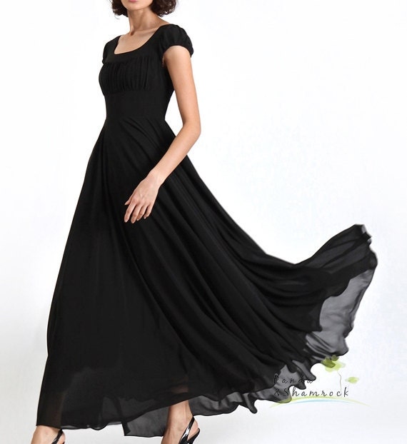 poem in the dark/women clothing/chiffon dress/long/flowing/custom made/matching color
