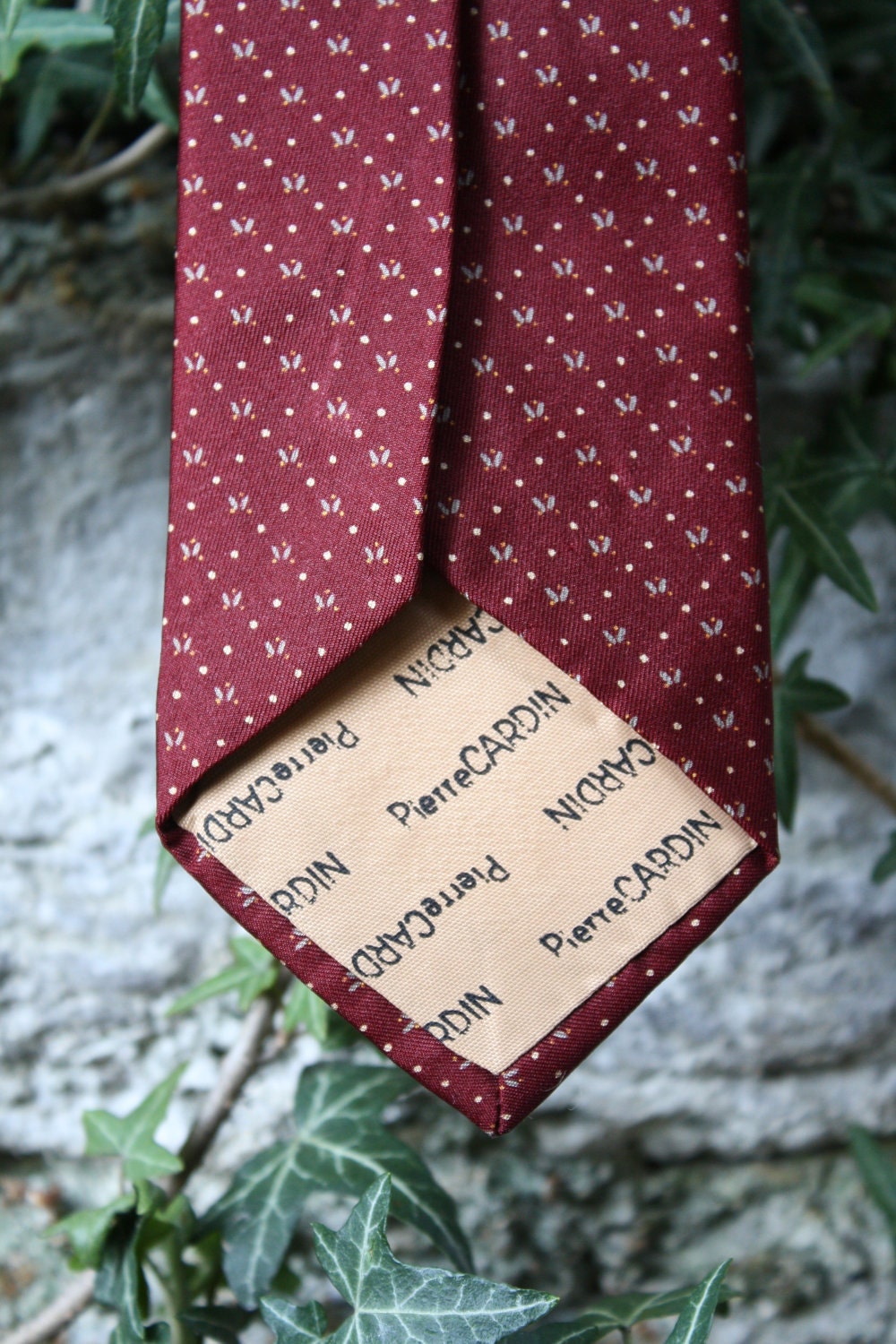 60s Pierre Cardin Dotted Maroon Tie