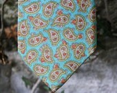 Oscar de la Renta Turquoise Blue Paisley Vintage Tie