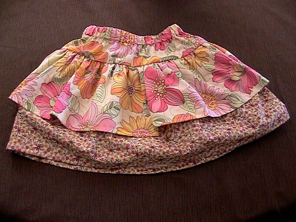 Double Ruffle Skirt - Floral Fabric