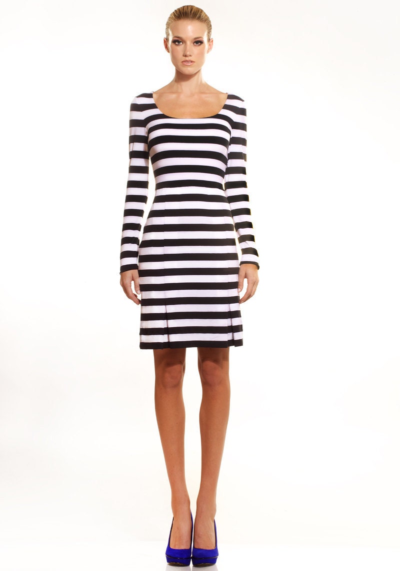 Cotton-blend stretch jersey dress with pleads