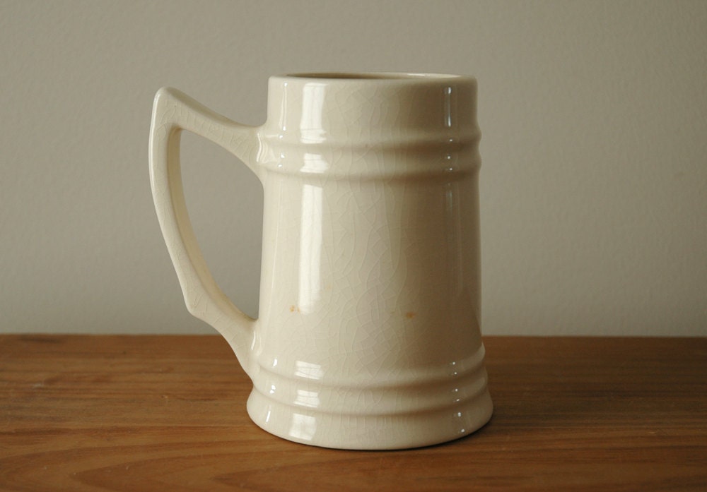 Letter E Beer Stein Mug, Vintage Typography Initial