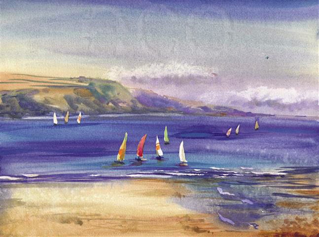 11x9 Summer SeaSCaPe Archival Print from Original Watercolor