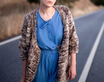 Cardigan - Handknitted Handspun Natural Wool Sweater