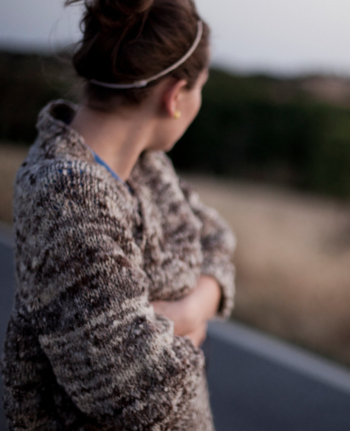 Cardigan - Handknitted Handspun Natural Wool Sweater