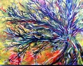 The wisdom's in the trees not the glass windows. Original tree painting. Bright colors. Funky, cool, abstract tree.