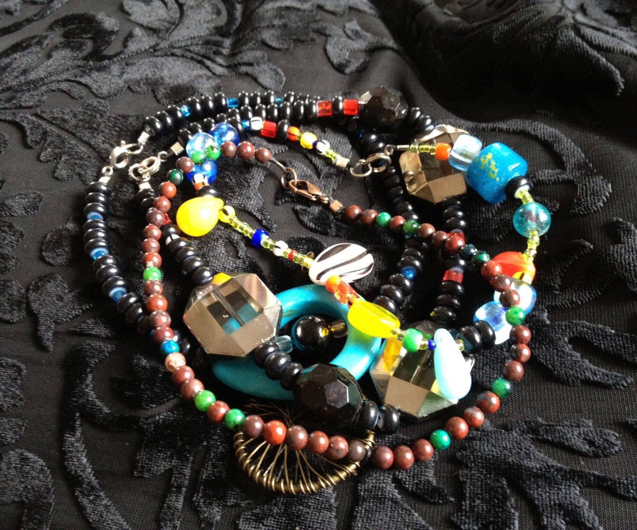 Colorful anklet set of 4 ankle bracelets ooak