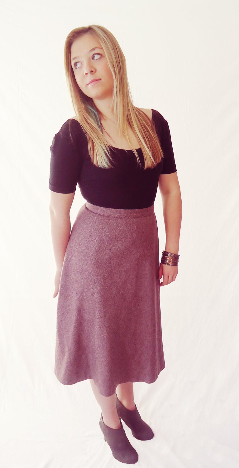 Vintage Purple Tweed Circle Skirt- Size 8