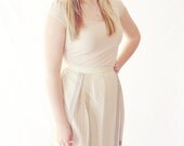 Vintage Cream Plaid Pleated Skirt- Size 10